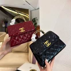 Túi Chanel Quai Kiềng Da Bóng Size 20 Red Black
